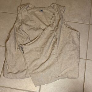 Women's Beige Sleeveless Wrap Around Too